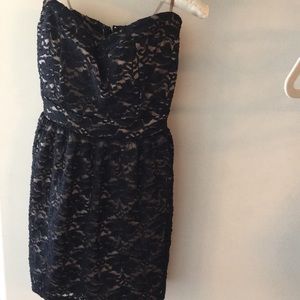 Wet seal strapless black lace mini dress
